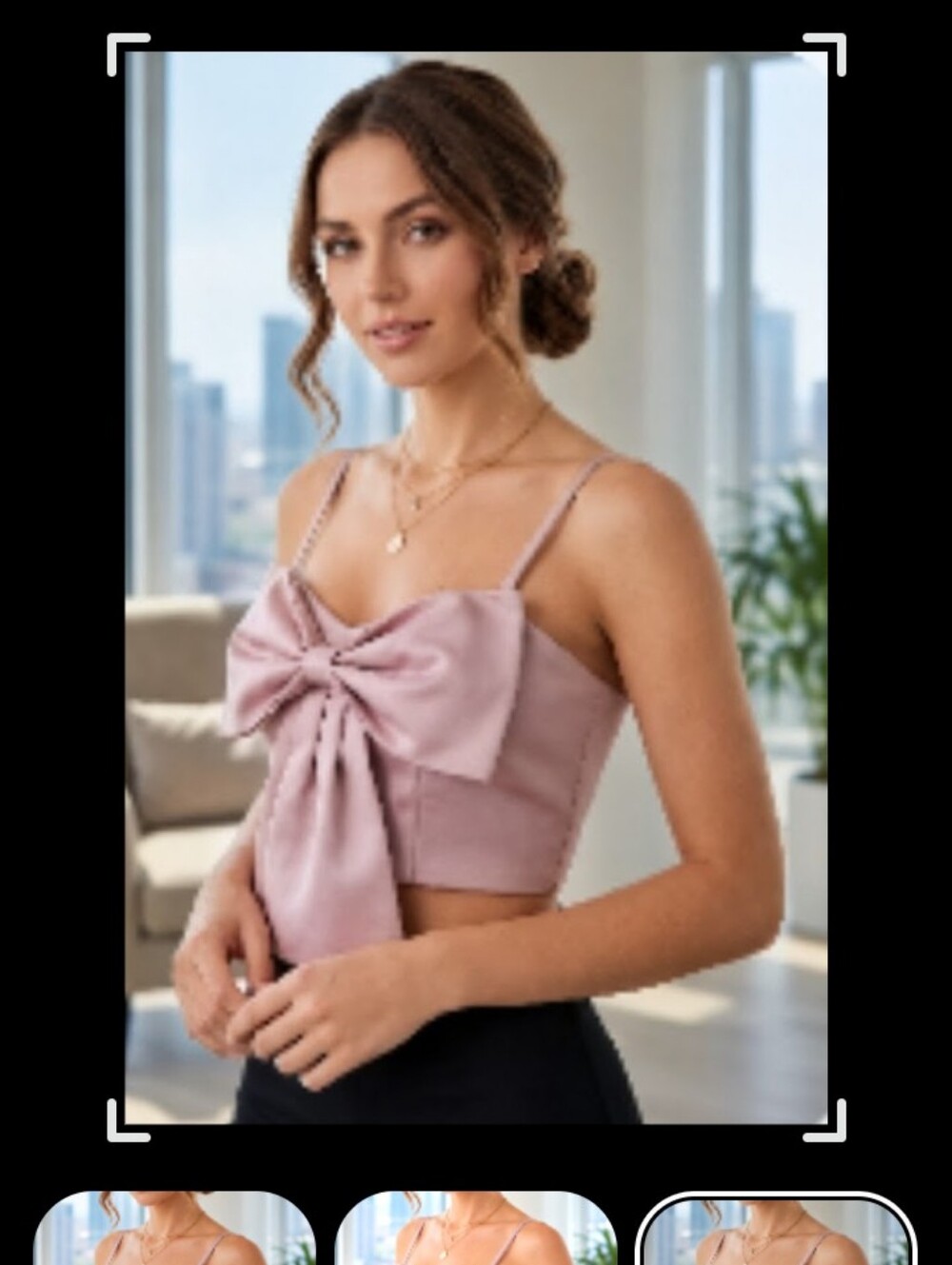 Women’s Pink Bow-Front Crop Top